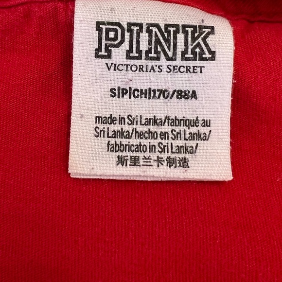 PINK Victoria's Secret Red and Gold Bling Short Sleeve Campus Tee Size Small - Picture 5 of 7